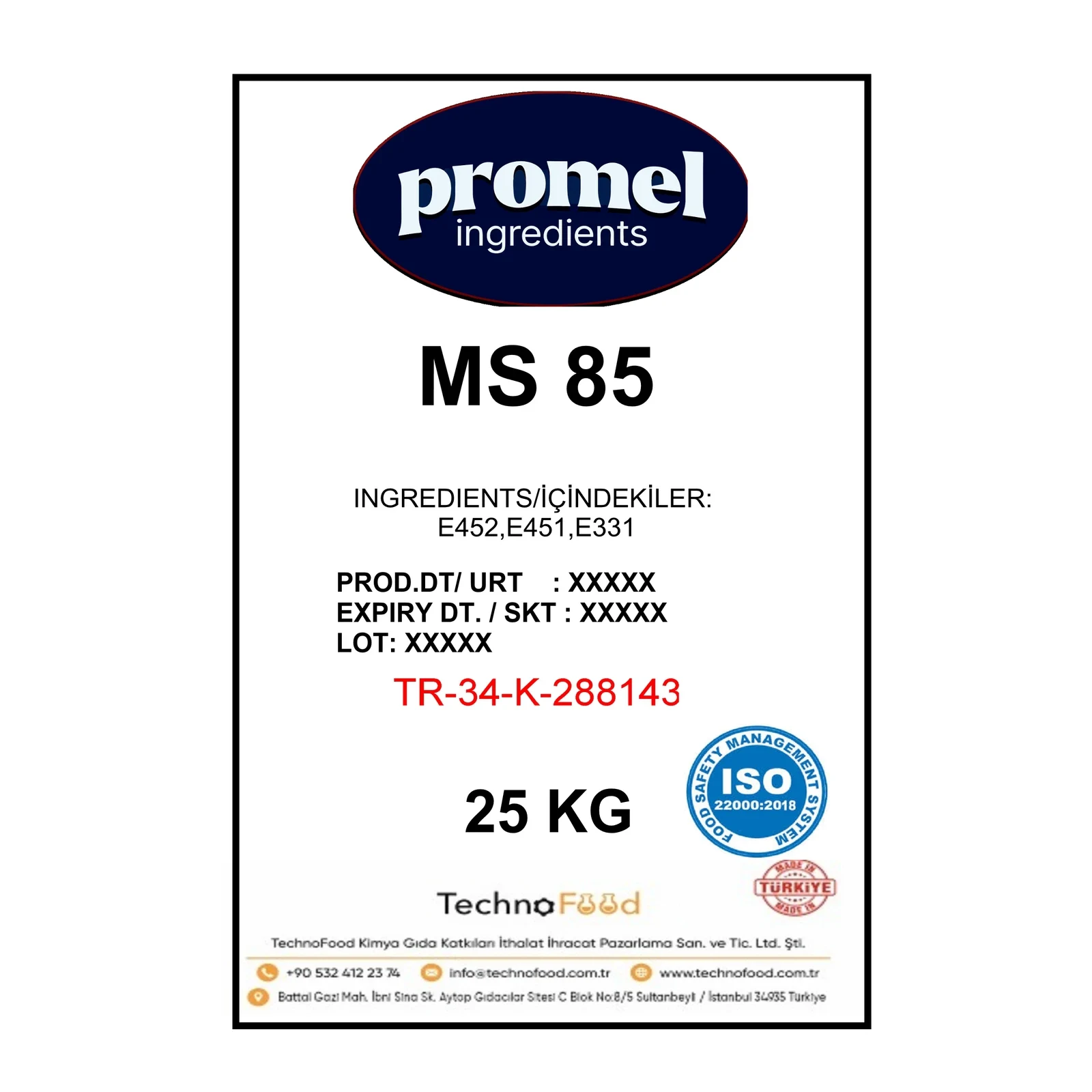 Promel MS 85 – ملح استحلاب لإعادة الانصهار للجبن المطبوخ